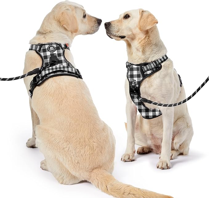 NESTROAD No Pull Dog Harness with Leash, Reflective No Choke Pet Vest Harness,Adjustable Soft Padded Dog Harness with Easy Control Handle for Medium Dogs(Checkered Black,Medium) - Image 7