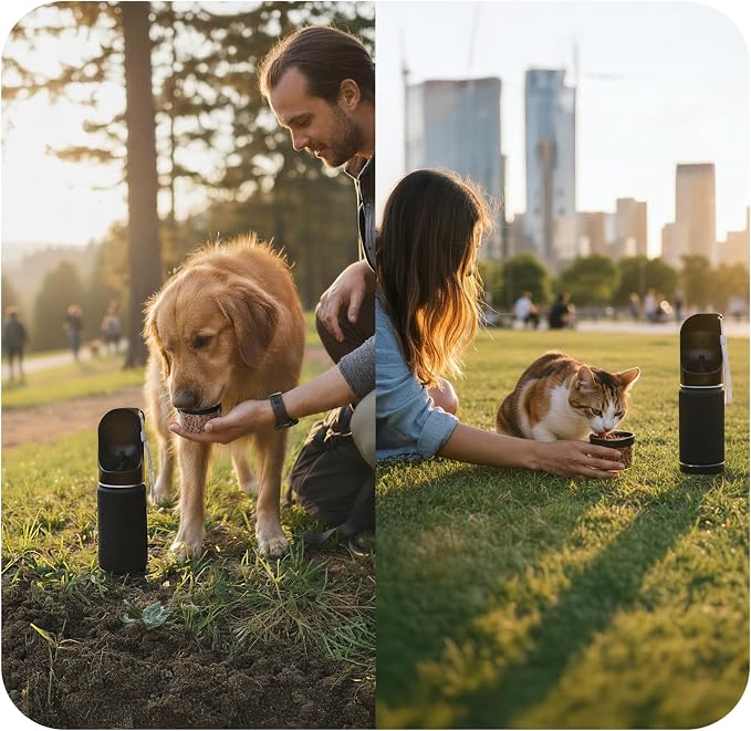 Mon Chateau 14oz Portable Dog Water Bottle with 4 oz Snack Storage, Double Walled Stainless Steel Body, Leak-Proof, Dishwasher Safe Pet Travel Bottle for Dogs, Cats & Outdoor Use, Mint Green | 4oz Snack Compartment, Double Walled Stainless Steel, Leak-... - Image 5