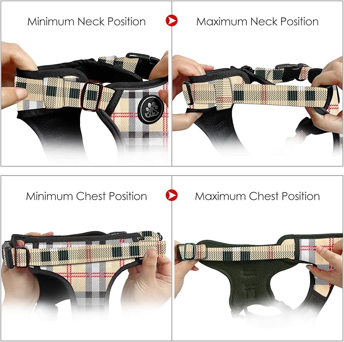 NESTROAD No Pull Dog Harness with Leash, Reflective No Choke Pet Vest Harness,Adjustable Soft Padded Dog Harness with Easy Control Handle for Large Dogs(Checkered Beige,X-Large) - Image 5