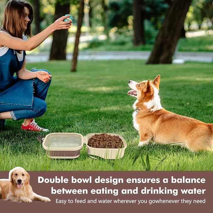 Collapsible Dog Bowls, Travel Food and Water Double Bowl for Cats & Dogs, 2-in-1 Portable BPA-Free Feeding Solution, Perfect for Traveling, Camping & Walking (L/ 100oz) - Image 6