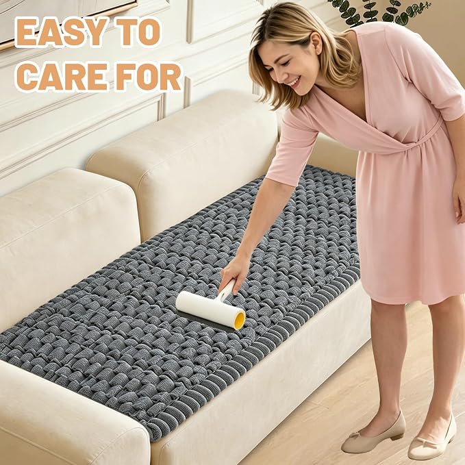 Couch Cover for Dogs Washable, Non Slip Soft Cozy Waterproof Grey | Pet Friendly, Fuzzy Durable Plush Thick Slipcovers for 3 Cushion Sofa Cover Protector Mat Bed Furniture Couches 27.6"x70.9" - Image 4