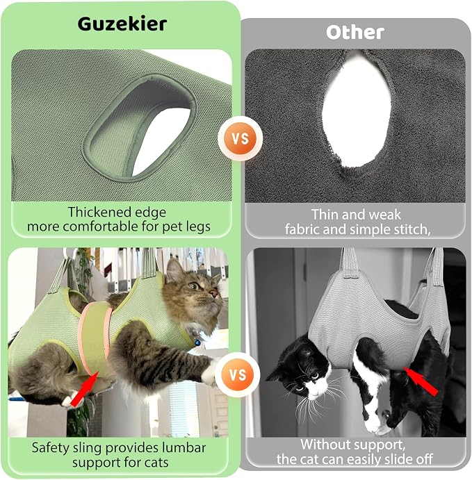 Cat Grooming Hammock for Nail Trimming, Cat Nail Clipper Hammock Harness | Helps Keep Cats Secure with Wrap-Style Restraint and Immobilizer Support for Easier Nail Trimming - Image 4