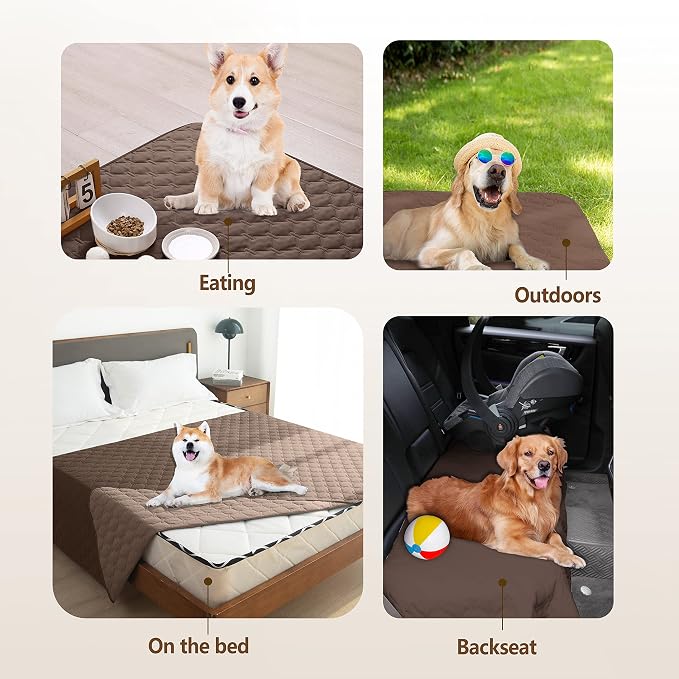gogobunny Waterproof Dog Blankets for Large Dogs, Pet Bed Cover Breathable | Washable Pee Pads, Quilted Throw Blanket, Furniture Protector for Couch Sofa Bed Car, 82x82 Inch Dark/Light Chocolate - Image 8