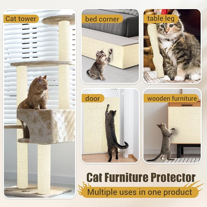 Cat Scratch Couch Protector, 90"x16" Trimmable Anti-Scratch with Grid Tape | Protect Couch from Cat Claws with Double Self-Adhesive Carpet, Great for Sofa & Indoor Wooden Furniture (Off White) - Image 7