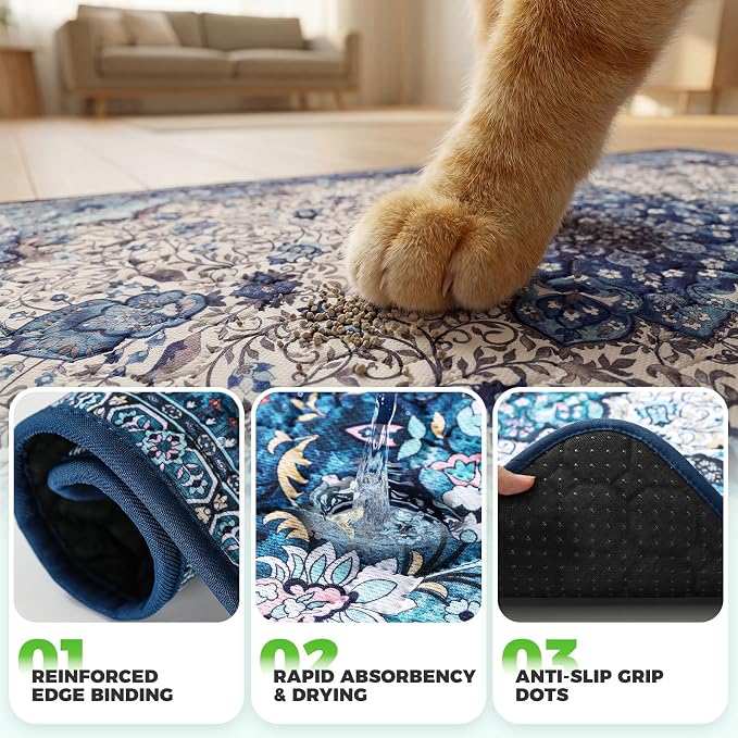 Hompet Cat Litter Mat 2 Pack, 28.5x60 Large Machine Washable Trapping Mats for Cats, Super Absorbent & Urine-Proof Cat Litter Box Mat for Floor, Waterproof & Non Slip Kitty Litter Rug - Image 5