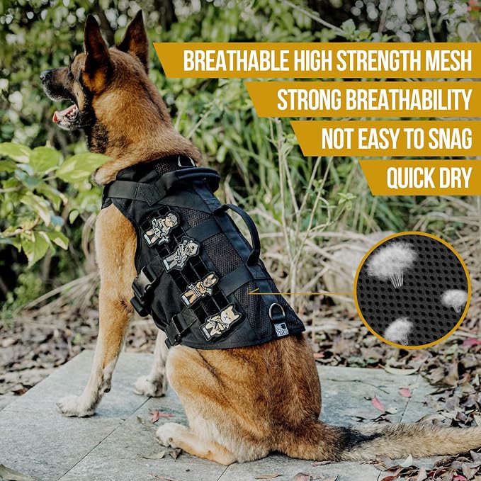 OneTigris Tactical Dog Harness for Small Dogs, No Pull Small Dog Vest Harness with Handles Breathable Military Dogs Molle Vests, Harness for Walking Hiking Training (Black, XS) - Image 3