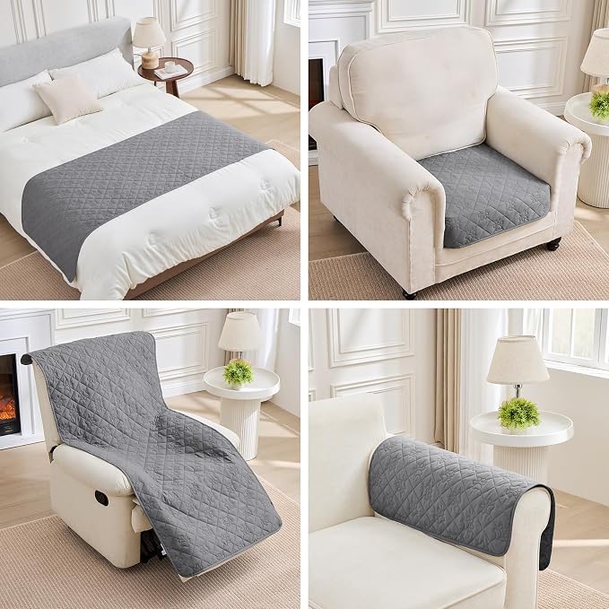 PAWFINITY Waterproof Loveseat Covers for Dogs, Pet Blanket for Couch | Paw Print Quilted, Hair Resistant, Anti Cat Scratch, Washable Protector for 2 Seat Sofa & Chair Cushion, 30x53 Inch, Grey - Image 13
