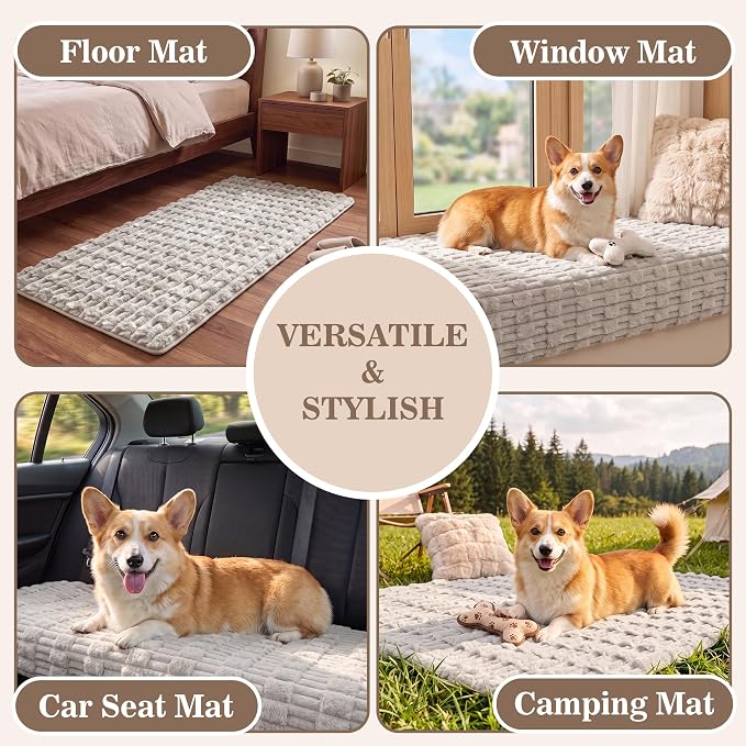 MYSKY HOME Couch Cover for Dogs, Plush Soft Sofa Cover Washable, Fuzzy Couch Covers for 3 Cushion Sofa Pet Friendly, Waterproof Non-Slip Sofa Slipcover Furniture Protector, Oatmeal, 35" x 83" - Image 7