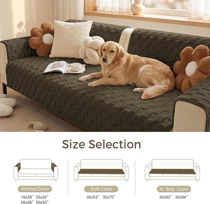 Foxdecor Couch Cover for Dogs Sofa Covers Non Slip Couch Pad Pet Friendly | Pet Couch Covers Washable Sofa Protector, Furniture Cover Couch Seat Protector for Living Room, Coffee 30x70 Inch - Image 6