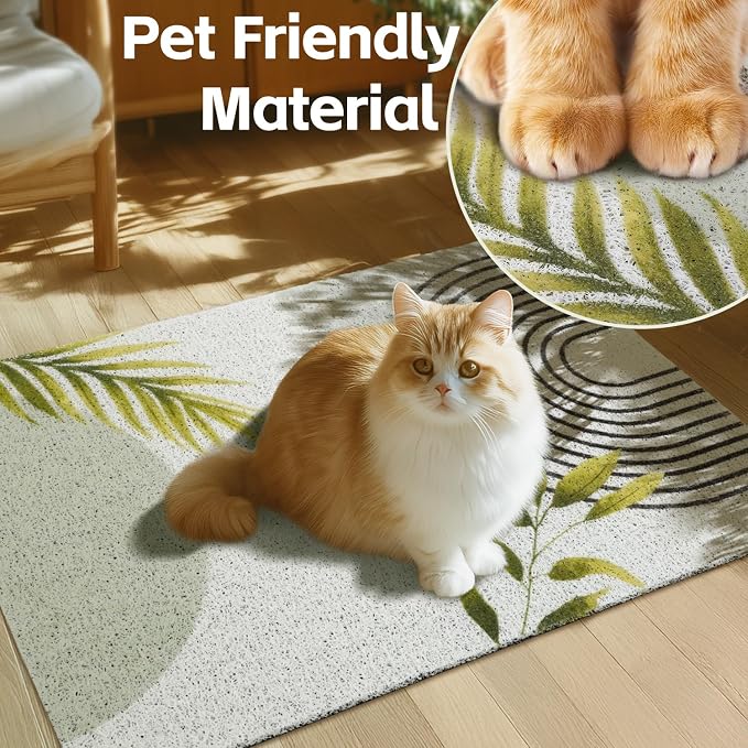 Cat Litter Mat Litter Trapping Mat, 40"x30" Waterproof Urine Proof Litter Box Mat Catcher Mat Non-Slip Washable for Kitty Kitten, Green - Image 3