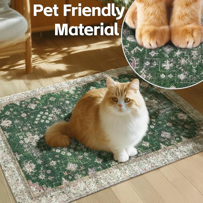 Cat Litter Mat Litter Trapping Mat, 40"x30" Waterproof Urine Proof Litter Box Mat Catcher Mat Non-Slip Washable for Kitty Kitten, Green - Image 3