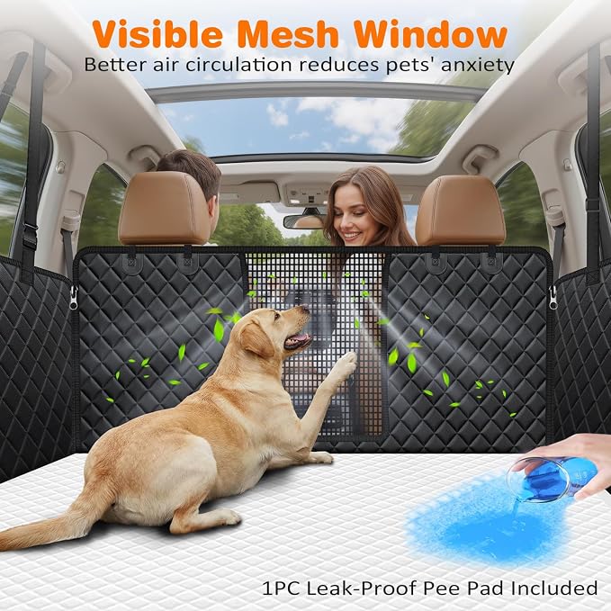 URPOWER XL Dog Seat Cover for Full-Size Truck Back Seat, Waterproof Hammock | Mesh Window, Side Flaps, 600D Oxford, Scratch Resistant, Non-Slip, Easy Install, Machine Washable, Pee Pad Included - Image 2