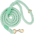 6 FT Handmade Rope Dog Leash for Small Medium and Large Dogs | Soft and Comfortable Grip, New Golden Heavy Duty Metal Clasp, Light Green by PetsGoodFriend