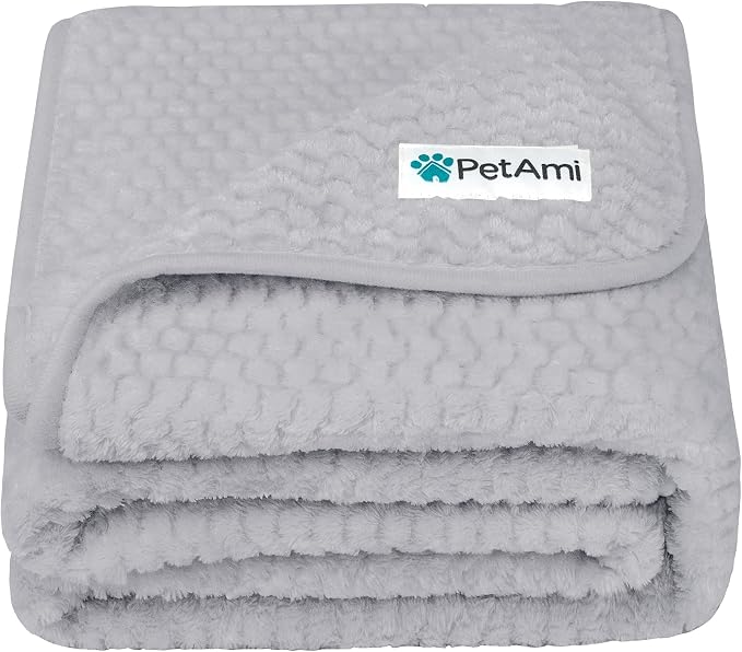 PetAmi Waterproof Dog Blanket, Leakproof Pet Blanket, Twin 60x80 Light Gray | XL for Large Dogs, Furniture Sofa Couch Cover Protector, Fleece Cat Throw Bed Crate Kennel, Reversible Washable Soft Plush by PetAmi