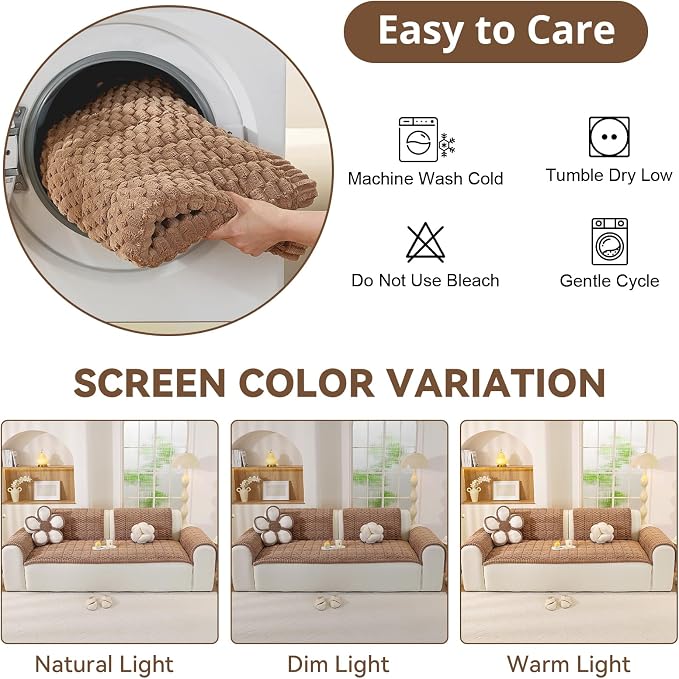 OstepDecor Couch Cover for Dogs, Washable Non Slip Sofa Cover for Pets | Soft Couch Covers for Sofa, Loveseat and Sectional, Furniture Protector Against Pet Hair & Dirt (35.4" x 35.4", Brown) - Image 9