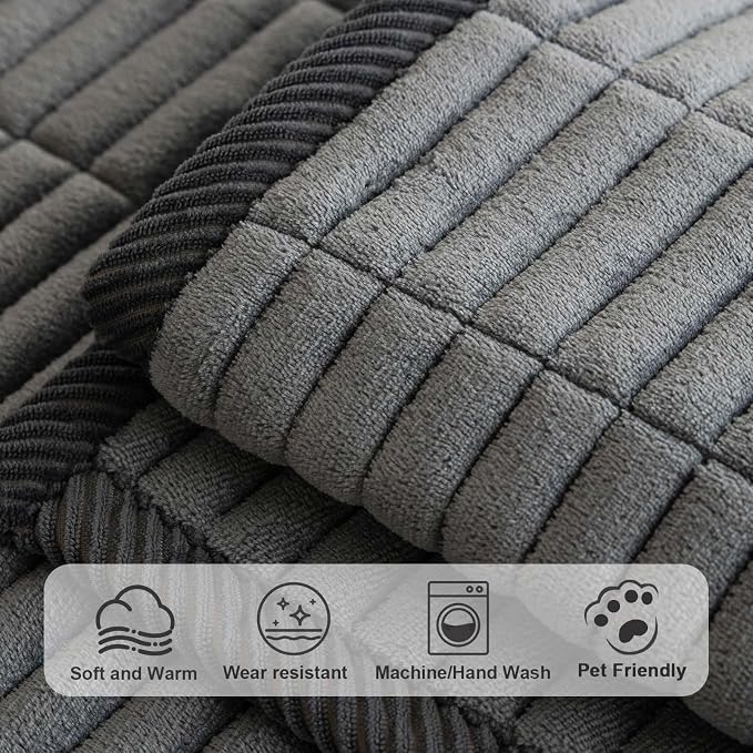 Velvet Washable Dog Couch Cover, Non-Slip Waterproof Pet Sofa Protector for Cushion Sectional, L-Shaped Sofa & Loveseat, Machine Washable(1PC/27.6"x94.5",Dark Grey) - Image 4