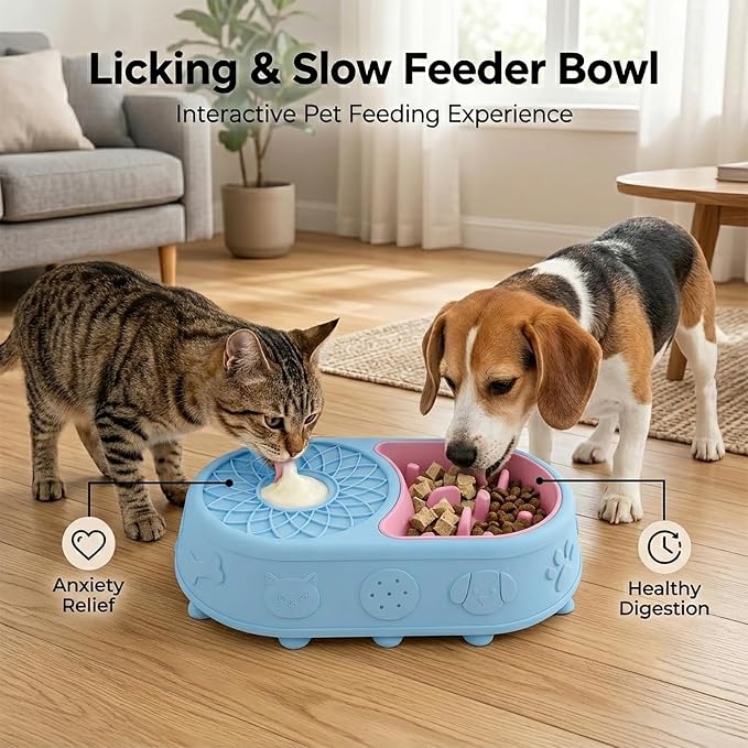 Slow Feeder Dog Bowl with Lick Mat, 2 in 1 Silicone Feeding Bowl | Promotes Healthy Eating Habits and Engaging Mealtime Experience - Image 5