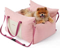 Lesure Dog Car Seat for Small Dogs,Booster Car Bed for Puppy Under 25lbs | Soft Pet Carseat with Clip-On Safety Leash and Thickened Memory Foam Filling,Dog Travel Carrier Bed with Storage Pocket,Pink by Lesure