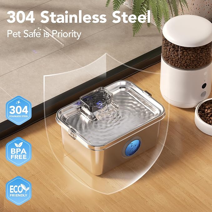 PETIMI Dog Water Fountain, 3 Gallons Stainless Steel Dog & Cat Water Fountain, Large Pet Water Fountain for Multiple Pets, Ultra Silent, Wide Mouth, Safety Lock, 3 Filters Included, Smart Water Pump - Image 2