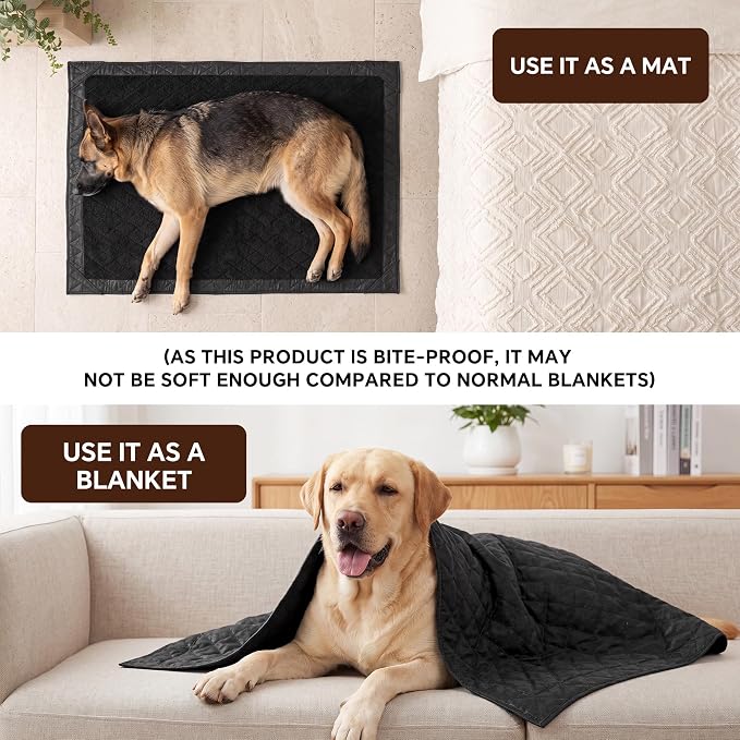 HOMBYS Edge-Reinforced Indestructible Dog Blanket 40"x28", Chew Proof Tear-Resistant Pet Blanket for Aggressive Chewers, Heavy-Duty Furniture Protector for Couch, Bed & Crate, Black - Image 5