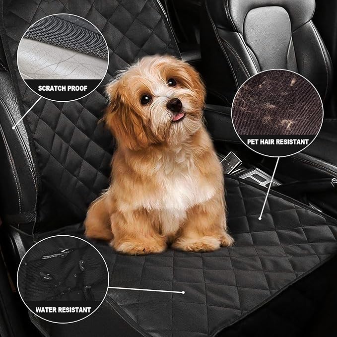 AsFrost Dog Seat Cover Cars Trucks SUVs, Thick 600D Heavy Duty Pets Car Seat Cover, Waterproof & Wear-Resistant Durable Nonslip Backing & Hammock Convertible, Black, 2 Pack | Thick 600D Oxford, Heavy Duty, Waterproof & Wear-Resistant, Durable Nonslip B... - Image 6