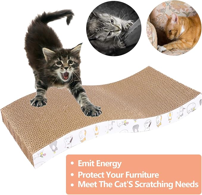 PatiencET 3 Pack Cat Scratcher Pad Recycle Corrugated Cat Scratching Pad | Type S, Scratching and Lounging, Furniture Protector - Image 5