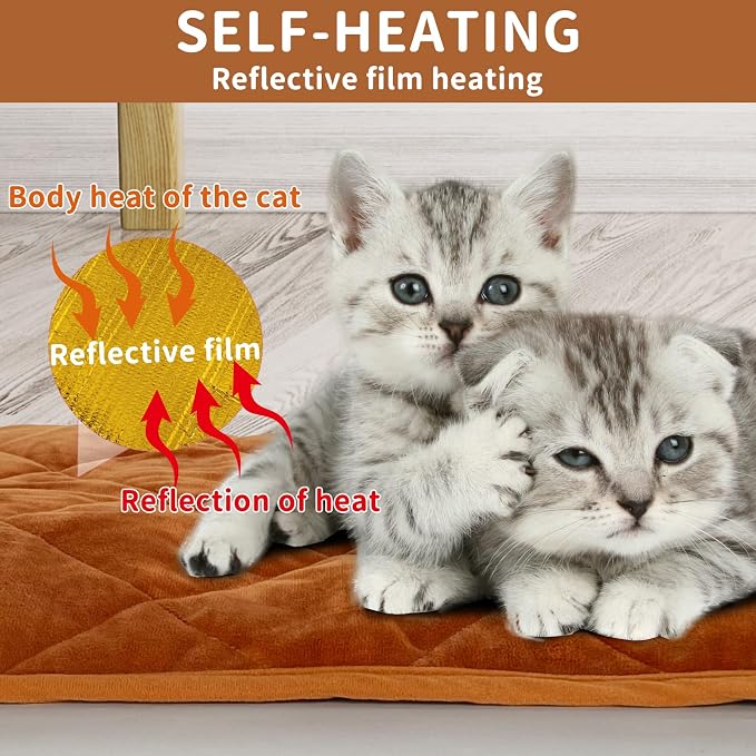 NAMOTEK Self-Warming Cat Bed Indoor/Outdoor Super Soft Self Heating Pet Mat Washable Thermal Pad for Cat & Dog 35x23 inch - Image 2
