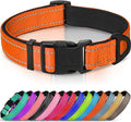 Joytale Reflective Dog Collar, Adjustable Neoprene Padded, Orange L | Breathable Nylon for Large Dogs, No Chafing on Walks and Outdoor Hikes, Tear-Resistant Webbing, Metal D-Ring, Night Safety by Joytale