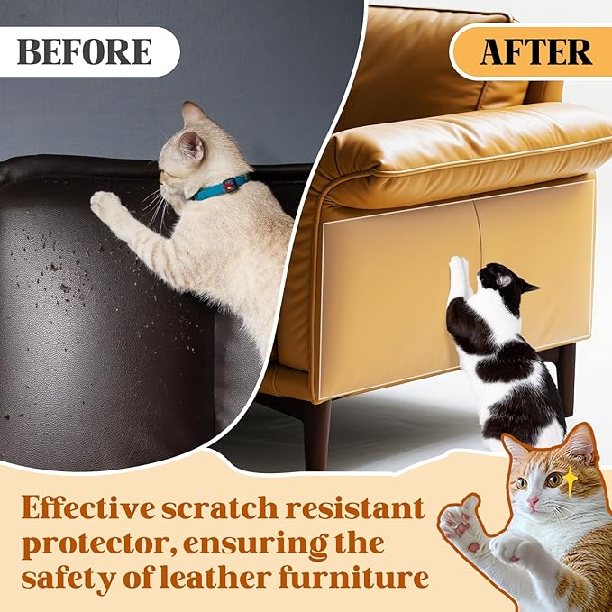 Cat Scratch Furniture Protector - Design for Leather Couch, 157.5"x11.8" Clear Couch Protector from Cat Claws, Thickened Anti-Scratch Adhesive Roll, Cuttable & Residue-Free, No Pins | 157"x11.8" Clear Couch Protector from Cat Claws, Thickened Anti-Scra... - Image 3