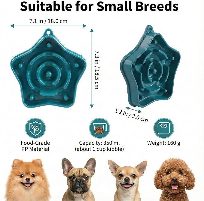 Pet Slow Feeder Bowl for Small Dogs, Puzzle Feeder for Petite Dogs, Anti-Choking, Slow Eating, 350ML Capacity, BPA-Free, Small Size - Image 2