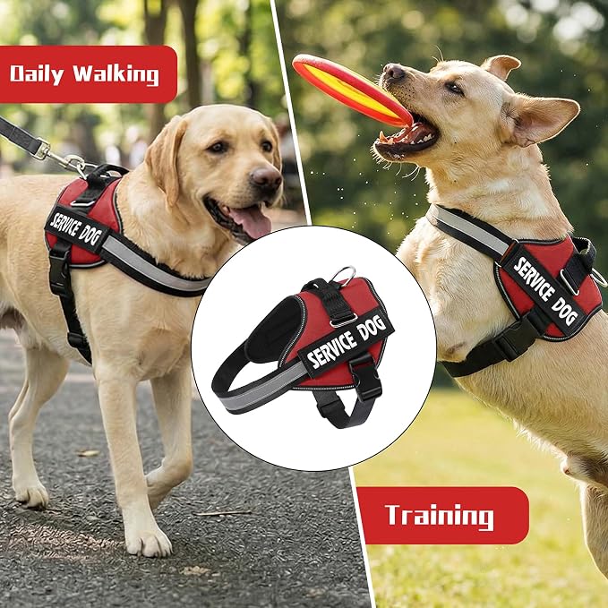 MUMUPET Service Dog Vest, No Pull & Reflective Dog Harness, Red, L | Easy Control Handle, Soft & Breathable Padding, Adjustable Fit for Small to Large Dogs, 2 Removable Patches - Image 7