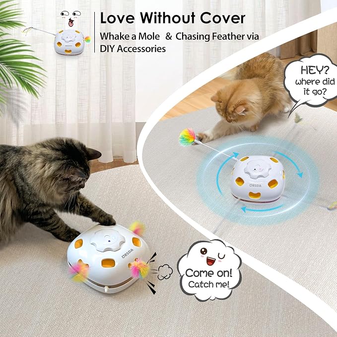 ORSDA Cat Toys for Indoor Cats, 4 in 1 Interactive Cat Toys, Automatic Cat Toy Kitten Toy, Rechargeable Electric Enrichment Toy for Cat Toy for Bored Indoor Adult Cats Hide and Seek, Whack-A-Mole - Image 4
