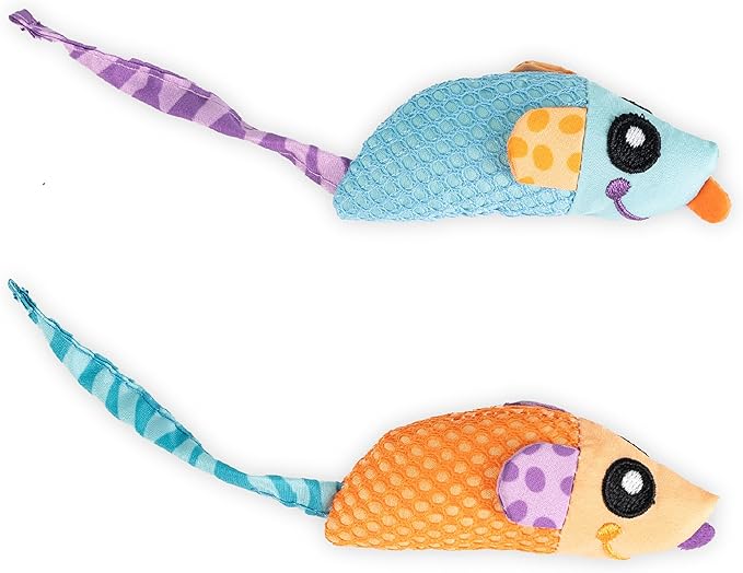 Catstages Catnip Chew Mice 2 Pack– Interactive Dental Cat Chew Toy that Helps Clean Teeth, Mouse, Multicolored by Catstages