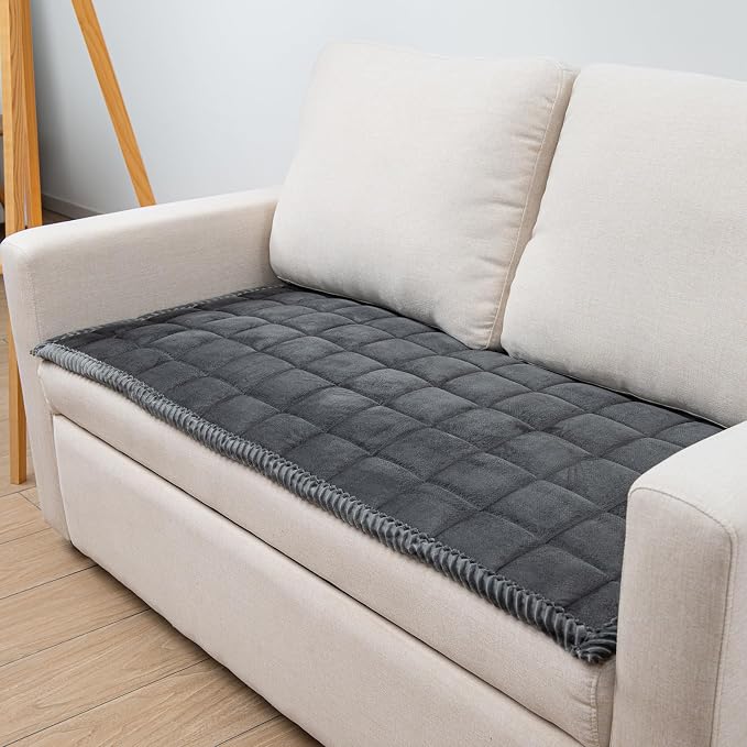 Couch Cover for Dogs Washable Pet Bed Fuzzy Pet Couch Covers Nonslip Couch Slipcover for Dogs, Kids, Pets Friendly Sofa Cover Loveseat Covers (Dark Gray, 21''x51''/Rectangular) by TAOMOCASTL