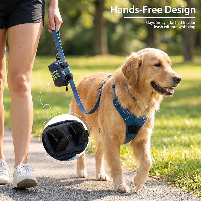 Dog Waste Bag Dispenser, Poop Bag Holders for Leashes, Dark Blue | Soft Fabric Zipper Small Dog Puppy Pouch for Leash Accessory Attachment, Doggy Poop Bag Holder for Travel, Dog Walking, Park - Image 5