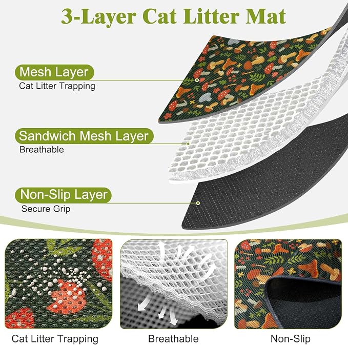 Unicorn Catcher 24"x15" Cat Litter Mat Machine Washable Litter Trapping Pad | Kitty Paw Friendly Padding With Breathable 3D Air Mesh Technology And A Non-Slip Base To Keep Home Floors Debris-Free - Image 2