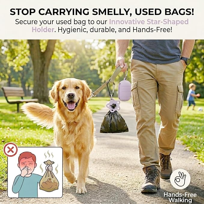 Dog Poop Bag Holder for Leash, 3 PCS Silicone Waste Bag Dispenser | Hands-Free poop knot carrier charm set, walking Accessories,Quiet Pet Gear with Metal Carabiner Clip (Purple/Grey/Navy) - Image 2