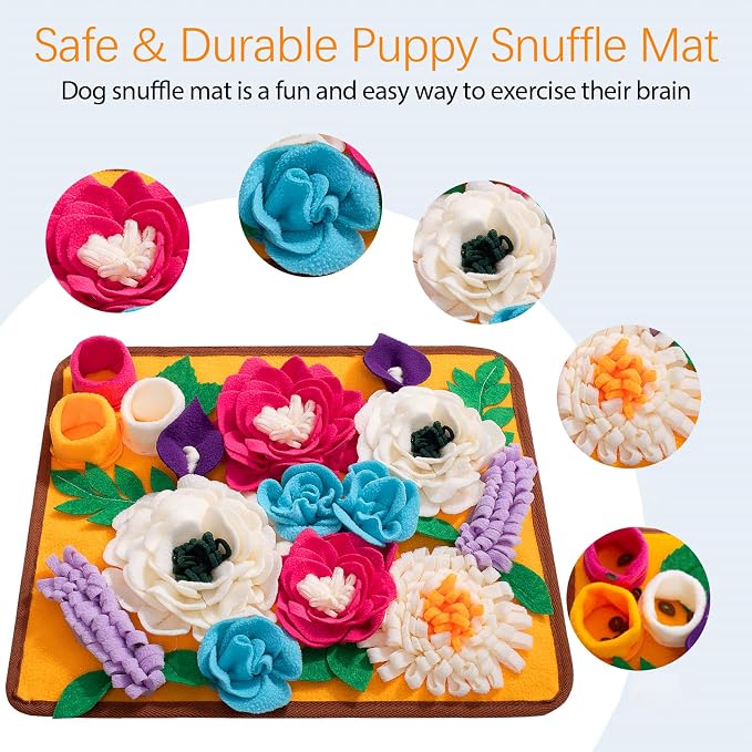 Snuffle Mat for Dogs Pet Treats Feeding Mat for Small/Medium Breed Dogs Non-Slip/Portable/Durable Interactive Dog Puzzle Toys Encourages Natural Foraging Skills (Orange) - Image 4