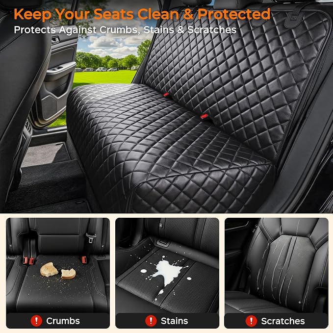 URPOWER Dog Car Seat Cover for Back Seat, Waterproof PU Leather | Non-Slip, Scratch-Resistant Rear Bench Seat Protector for Dogs, Easy to Clean, for Full-Size SUVs & Pickup Trucks - Image 2