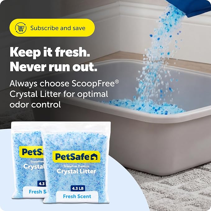 PetSafe ScoopFree Premium Crystal Litter, Fresh Scent, 4.3 Lb Bag, 2 Pack | Ultra-Absorbent Crystal Cat Litter, 5x Faster Odor Control, 99% Dust-Free, Low Tracking, Refills Any Cat Box or Tray - Image 9