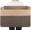 75L Large Cotton Rope Basket, Soft Toy Storage Bin for Nursery & Living Room, Decorative Blanket Basket for Bedroom, Baby-Safe Organizer for Pillows &Laundry, 22''×17''×12'', Brown & Black by SIXDOVE