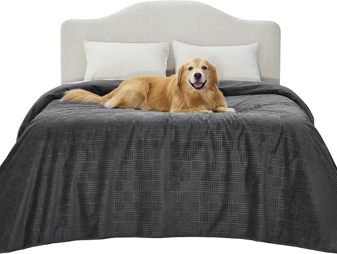 Bedsure Waterproof Bed Cover for Bed and Dogs Quick Drying, 82x82IN | Waterproof Blanket Washable for Large Dogs Queen Bed Cozy, Lightweight Furniture Protector for Pet Cat, Ash Grey by Unknown