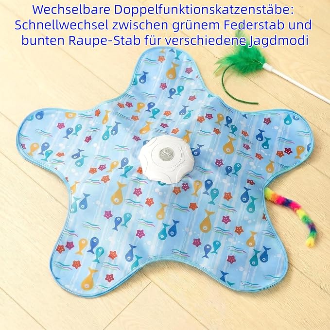 Hide and Seek Interactive Cat Toys, Puzzle Motion Activated for Indoor Cats | Cat Enrichment & Stimulating, Electronic Design, Moving toy play mat, USB & Battery Powered, 5-Hole, Multi-Cat, Bird Sound - Image 4