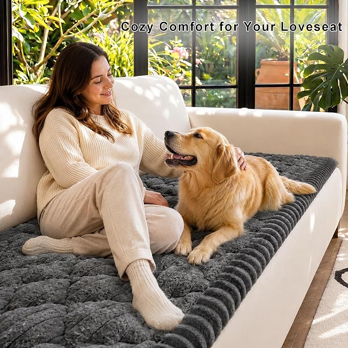 NILUOH Couch Cover for Dogs Washable, Non-Slip Sofa Protector 27.6"x59" | Dog Couch Cover, Soft Quilted Flannel, Scratch & Stain Resistant, Machine Washable, Suitable for Leather & Fabric Couch - Image 2