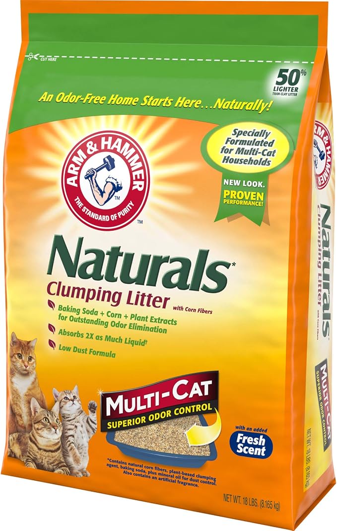 ARM & HAMMER Naturals Clumping Cat, Litter Odor Control, Multi Cat Litter, 18 lb. Bag (Pack of 2) - Image 14