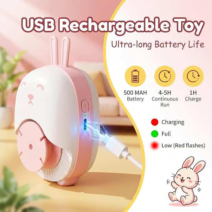 Interactive Cat Toys for Indoor Cats, USB Rechargeable Electric Teaser with Clip, Automatic Cat Toys to Self Play Enrichment Toy for Bored Kittens & Adult Cats (Pink) - Image 6