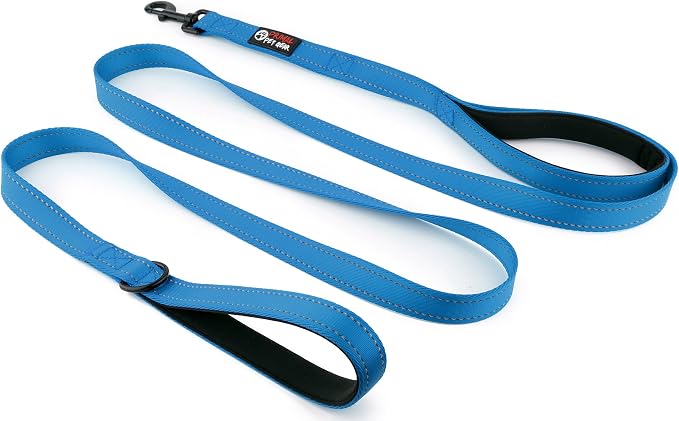 Dog Leash 8ft Long - Blue - Traffic Padded Two Handle - Heavy Duty - Double Handles Lead for Control Safety Training - Leashes for Large Dogs or Medium Dogs - Dual Handles Leads - Image 7