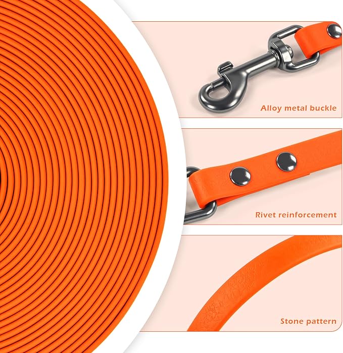 Wolfone Waterproof Dog Leash 33FT Long Line Training Lead for Dogs | Recall Leash for Dogs Heavy duty PVC coated leash with easy clean design tangle-free nylon core for outdoor training - Image 3