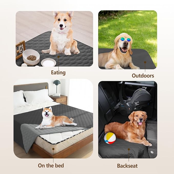 gogobunny 100% Double Sided Waterproof Dog Blanket Soft Pet Bed Cover Reversible Protect Furniture Couch Sofa Car for Puppy Large Dog Cat (Dark Charcoal/Light Charcoal, 32x53 Inch (Pack of 1)) - Image 7