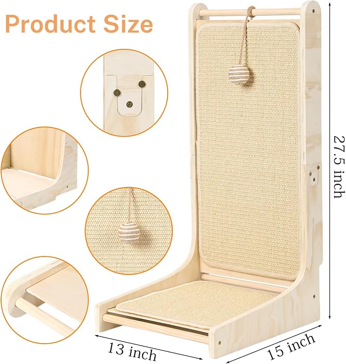 L-Shaped Sisal Cat Scratcher Pad - Indoor Cat Scratching Board & Furniture Protector - Image 3